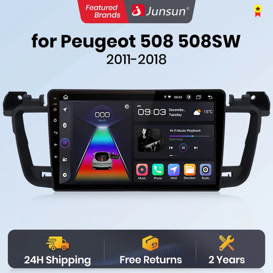 Junsun Car Radio For Peugeot 508 508SW 2011 - 2018 wireless CarPlay Android Auto car intelligent systems No 2 din 2din DVD